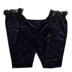 Blasia Black Beaded Pull On Tassle Hem Pants M